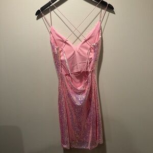 B Darlin Pink Sequin Mini Dress